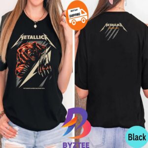 Metallica Exclusive Pop-Up Shop Poster The Red Black Bear For M72 Chicago At Soldier Field Chicago IL US M72 North American Tour 2024 August 9-11 Two Sides Unisex T-Shirt
