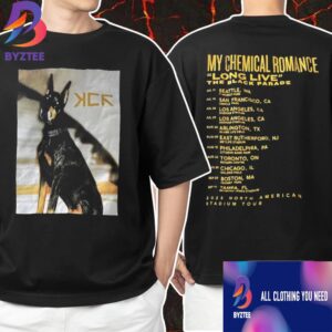My Chemical Romance Long Live The Black Parade Tour 2025 North American Stadium Tour Dates Doberman Artwork Front Print Unisex T-Shirt