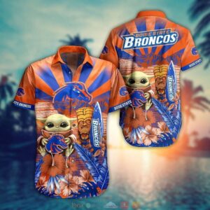 NCAA Boise State Broncos Baby Yoda Orange Blue Hawaiian Shirt For Men And Women