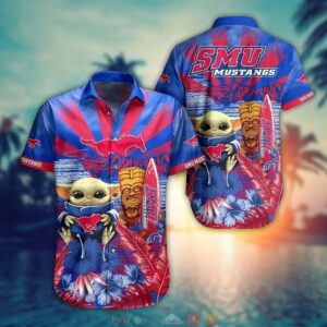 NCAA Smu Mustangs Baby Yoda Trendy Aloha Hawaiian Shirt For Men And Women