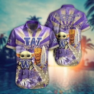 NCAA Washington Huskies Baby Yoda Trendy Aloha Hawaiian Shirt For Men And Women
