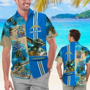 NFL Los Angeles Chargers Baby Yoda Tropical Hawaiian Shirt For Men And Women
