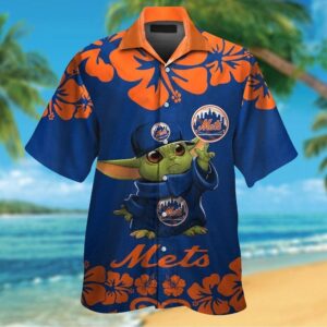 New York Mets Baby Yoda Tropical Hawaiian Shirt For Men And Women