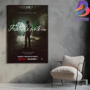 Official Poster Frankenstein A Film By Guillermo Del Toro With Starring Oscar Isaac Jacob Elordi Mia Goth And Christoph Waltz Home Decor Poster Canvas