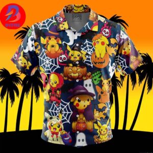 Pokemon Halloween For Men And Women In Summer Vacation Button Up Hawaiian Shirt