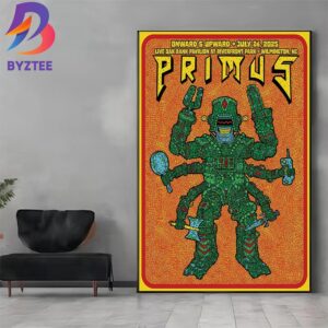 Primus Wilmington 2025 Onward And Upward Summer Tour Poster At Live Oak Bank Pavilion At Riverfront Park In North Carolina On July 26 2025 Home Decor Poster Canvas