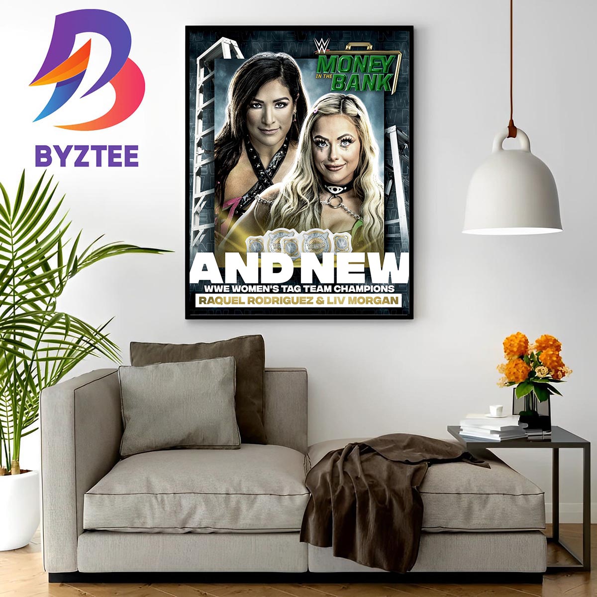 Raquel Rodriguez And LIV Morgan And New WWE Womens Tag Team Champions  At WWE Money In The Bank Home Decor Poster Canvas