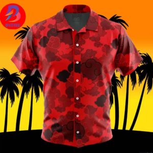 Red Aloha Akatsuki Naruto For Men And Women In Summer Vacation Button Up Hawaiian Shirt