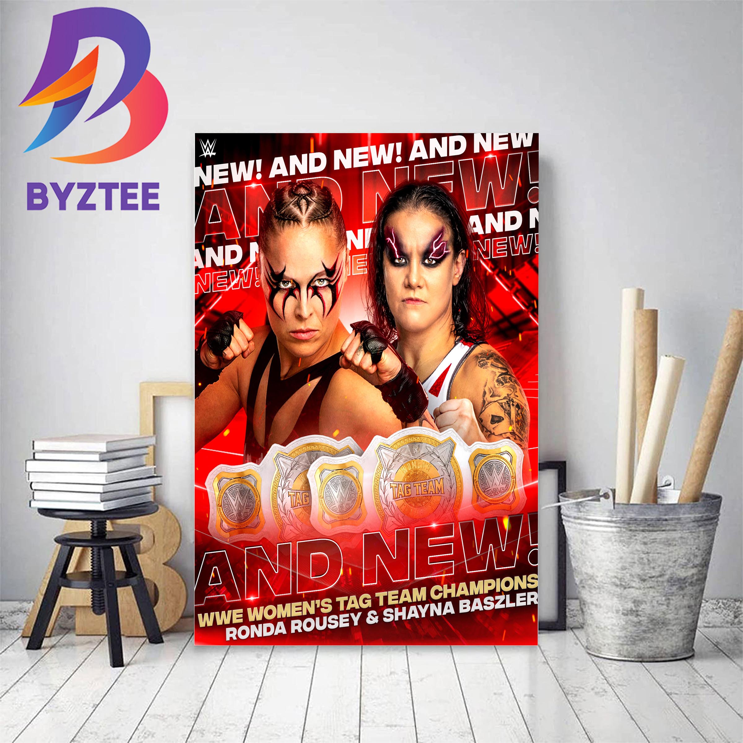 Ronda Rousey And Shayna Baszler And New WWE Womens Tag Team Champions Decor Poster Canvas