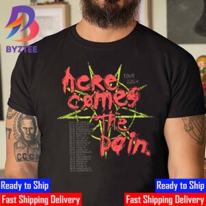 Slipknot Here Comes The Pain 25th Anniversary With 9-Point Star Graphic And Tour Cities And Dates Listed Classic T-Shirt