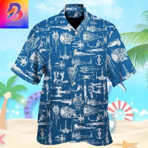 Star Trek Space Ships For Star Wars Movie Fans Tropical Aloha Hawaiian Shirt For Men And Women