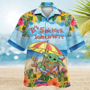 Star War Baby Yoda Its 5 OClock Somewhere Tropical Aloha Hawaiian Shirt For Men And Women