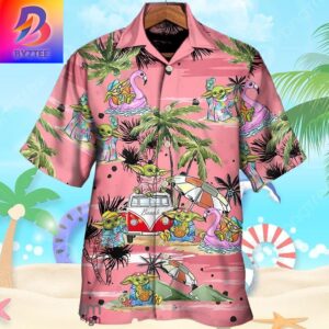 Star Wars Cartoon Baby Yoda Pink Gift For Star Wars Movie Fans Tropical Aloha Hawaiian Shirt For Men And Women