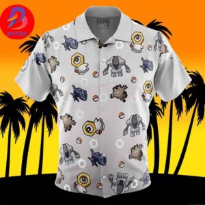 Steel Type Pattern Pokemon For Men And Women In Summer Vacation Button Up Hawaiian Shirt