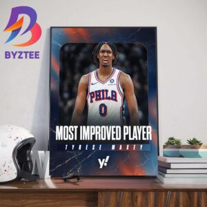 Tyrese Maxey Wins The 2023-24 NBA Most Improved Player Award Home Decor Poster Canvas