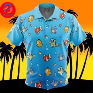 Water Type Pattern Pokemon For Men And Women In Summer Vacation Button Up Hawaiian Shirt