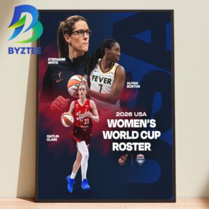 Aliyah Boston, Caitlin Clark and Stephanie White Women’s World Cup Roster USA Basketball 2026 Home Decor Poster Canvas