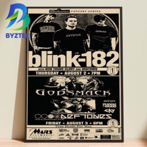 Blink 182 With Midtown In West Palm Beach Godsmack 2026 Home Decor Poster Canvas