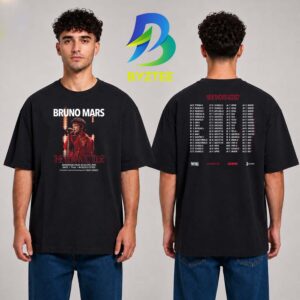Bruno Mars The Romantic Tour 2026 New Shows Added 2026 Two Sided Unisex T Shirt
