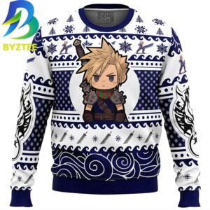 Chibi Fantasy VII Cloud Strife Final  Ugly Christmas Sweater