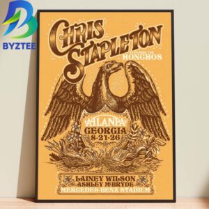 Chris Stapleton Featuring The Honghos Atlanpa August 21th 2026 Home Decor Poster Canvas