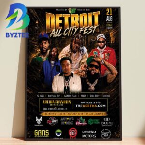 Detroit All City Fest Aretha Franklin Amphitheatre 2026 Home Decor Poster Canvas