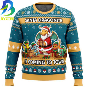 Pokemon Dragonite Santa Ugly Christmas Sweater