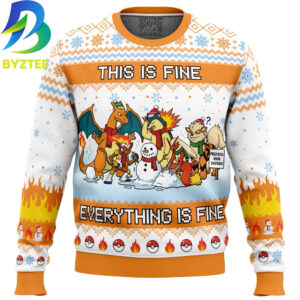 Pokemon Fire Type This Is Fine Ugly Christmas Sweater