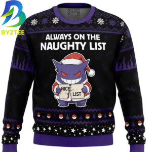 Pokemon Gengar Naughty List Ugly Christmas Sweater