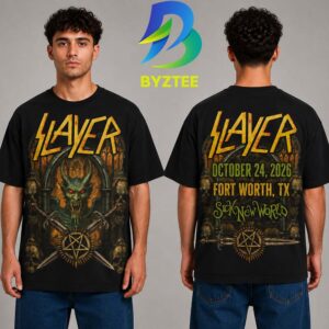 Slayer Band Official Sick New World  Fort Worth TX October 24 2026 Festival Event Two Sided Unisex T- Shirt