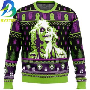 Smile Beetlejuice Ugly Christmas Sweater