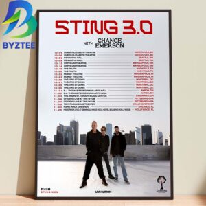 Sting 3.0 Official With Chance Emerson 2026 North America Fall Tour 2026 Home Decor Poster Canvas