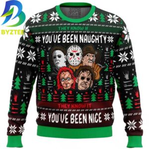 They Know If You’ve Been Naughty Slasher Horror Movie Ugly Christmas Sweater