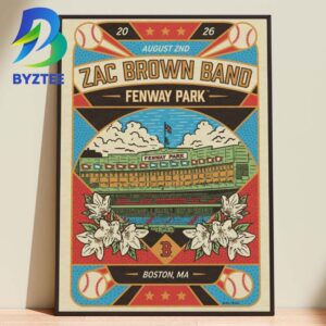 Zac Brown Band Fenway Park Boston Ma MLB 2026  Home Decor Poster Canvas