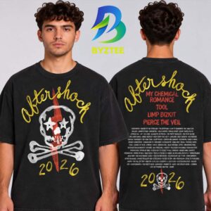 Aftershock Festival 2026 Merch In Sacramento CA On October 1 4 2026 Stardust Skull Lineup Two Sided Unisex T Shirt