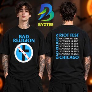 Bad Religion Riot Fest Music Festival Chicago On September 19 2026 Two Sided Unisex T Shirt