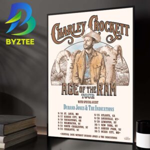 Charley Crockett Age Of The Ram Tour 2026 With Special Guest Durand Jones And The Indications Home Decor Poster Canvas