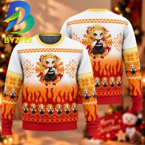 Demon Slayer Kyojuro Rengoku Chibi Best Gift Ugly Christmas Sweater
