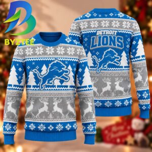 Detroit Lions Reindeer Football Gift For Families Ugly Christmas Sweater