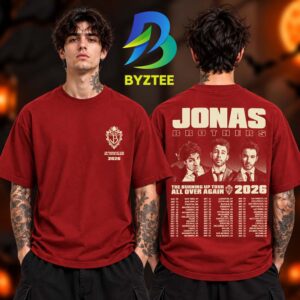 Jonas Brothers Merch Collection Burning Up Tour Red 2026 Two Sided Unisex T Shirt