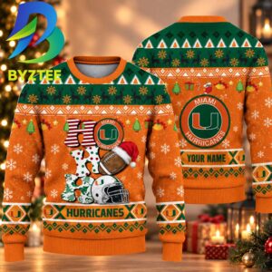 NCAA Miami Hurricanes HO HO HO Gift For Fan Ugly Christmas Sweater