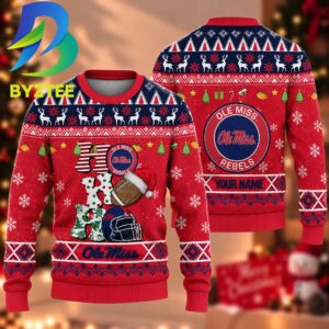 NCAA Ole Miss Rebels HO HO HO Gift For Fan Ugly Christmas Sweater