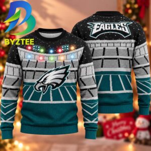 Philadelphia Eagles Light Up Bluetooth 2026 Gift For Fan Custom Name Ugly Christmas Sweater