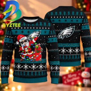 Philadelphia Eagles Santa Claus 2026 Gift For Fan Custom Name Ugly Christmas Sweater