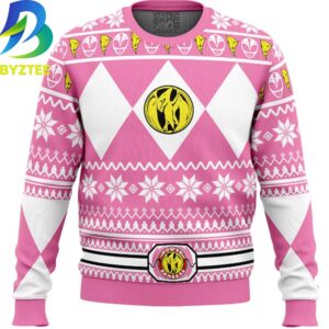 Ranger Power Mighty Morphin Pink Ugly Christmas Sweater