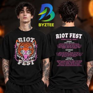 Riot Fest Collection Merch Chicago IL 2026 Tiger Lineup On September 18 20 2026 Two Sided Unisex T Shirt