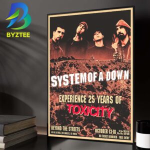 System Of A Down Los Angeles CA Event Poster At Beyond The Streets In Los Angeles CA On October 13 18 2026 Home Decor Poster Canvas