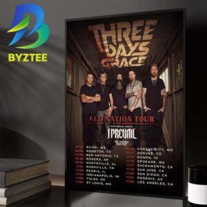 Three Days Grace Alienation Tour Dates 2026 With Special Guest I Prevail And The Funeral Portrait Home Decor Poster Canvas