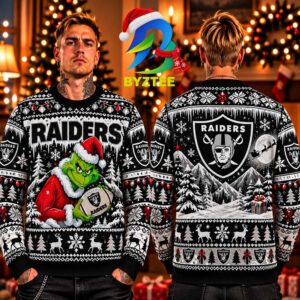 Las Vegas Raiders Grinch NFL 2026 Gift For Football Fan Best Gift Ever Ugly Christmas Sweater