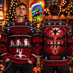 Stranger Things The Upside Down Gift For Fan Best Gift 2026 Knit Ugly Christmas Sweater